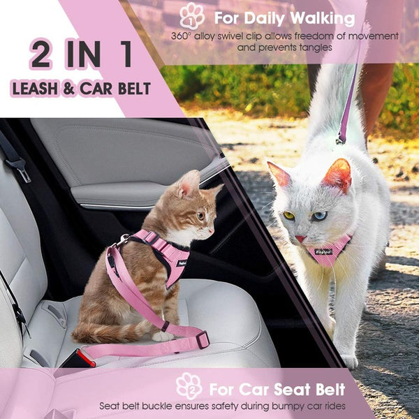 Cat Seat Belt Adapter Adjustable Reflective