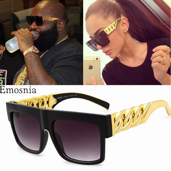 Hip Hop Sunglasses Fashion Gold Metal Chain Square