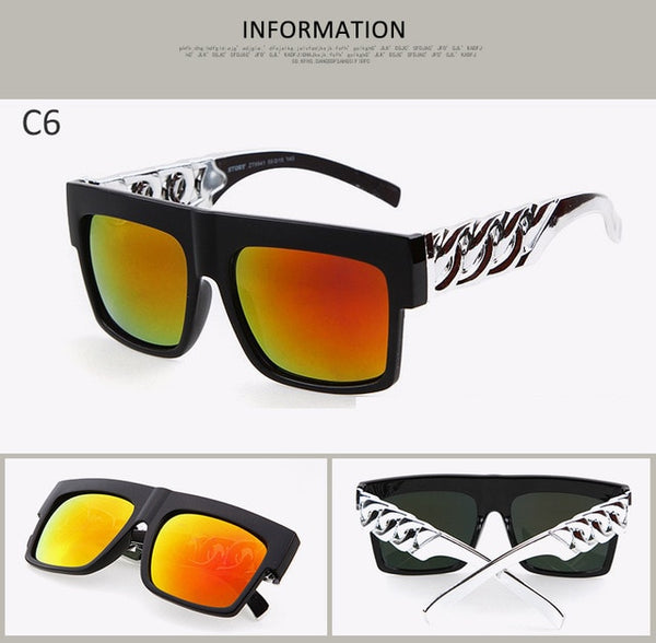 Hip Hop Sunglasses Fashion Gold Metal Chain Square