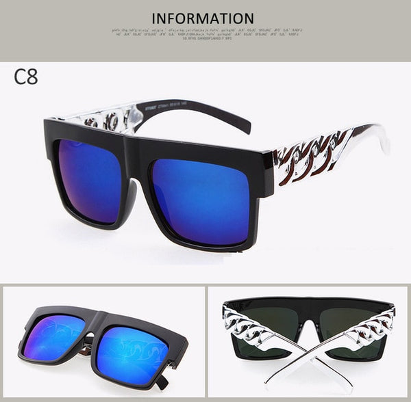 Hip Hop Sunglasses Fashion Gold Metal Chain Square