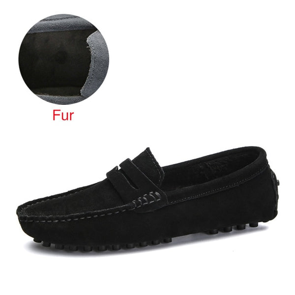Men Loafers Soft Moccasins Autumn Winter Genuine Leather