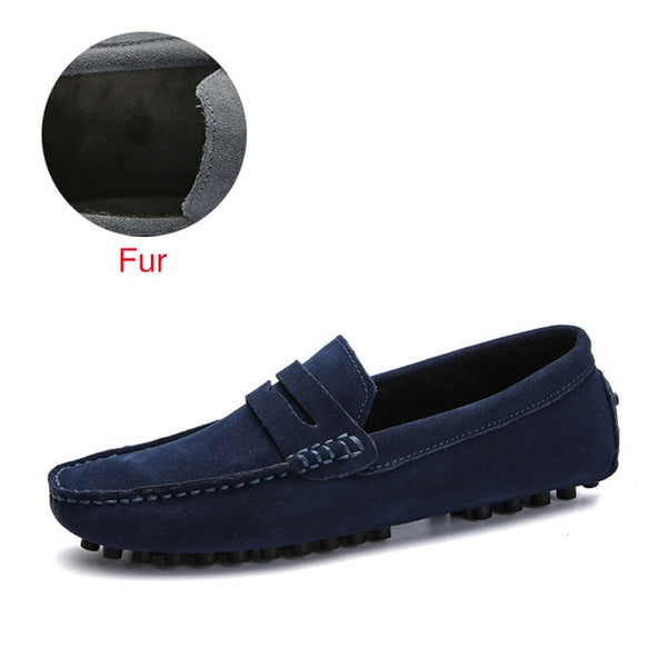 Men Loafers Soft Moccasins Autumn Winter Genuine Leather