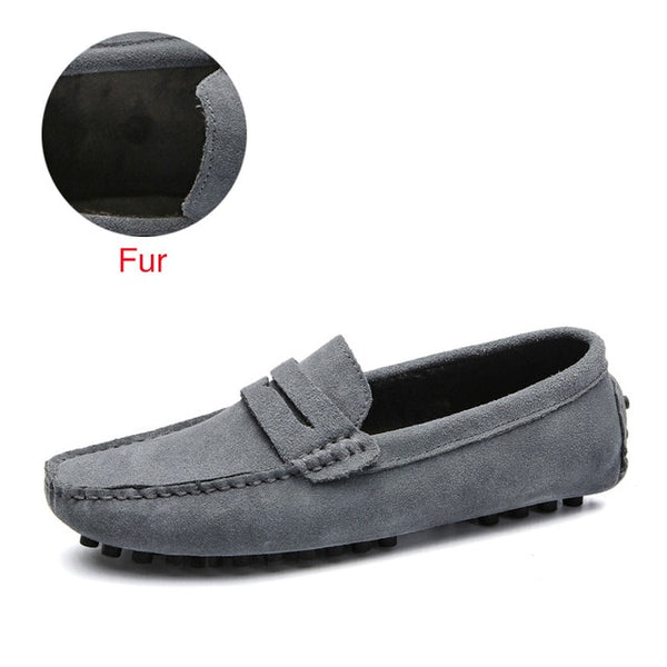 Men Loafers Soft Moccasins Autumn Winter Genuine Leather
