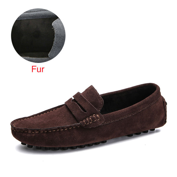 Men Loafers Soft Moccasins Autumn Winter Genuine Leather