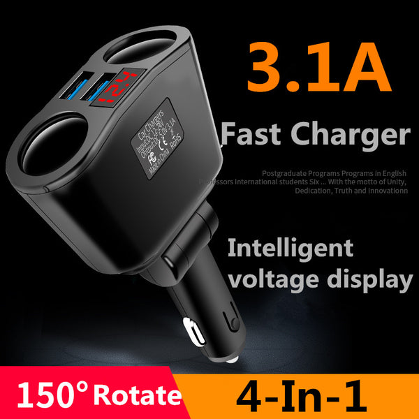 VIKEFON USB Car Charger 3.1A Car Cigarette Lighter Socket Splitter Plug LED Car-Charger Adapter 90W