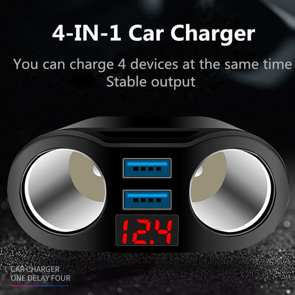 VIKEFON USB Car Charger 3.1A Car Cigarette Lighter Socket Splitter Plug LED Car-Charger Adapter 90W
