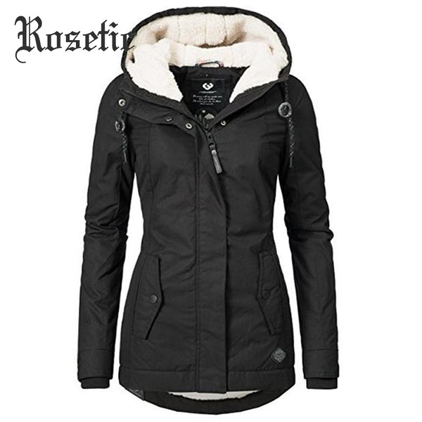 Parkas Women Winter Coat Cotton Outerwear Fashion Elastic Waist Zipper Pocket