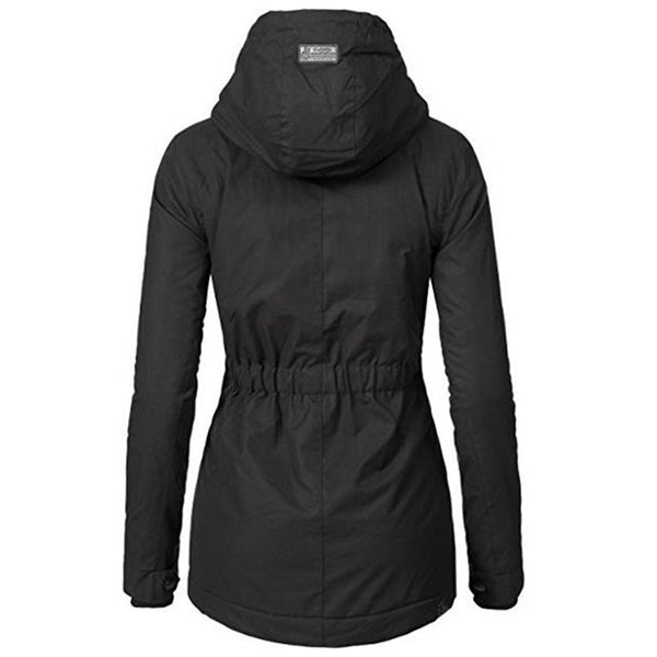 Parkas Women Winter Coat Cotton Outerwear Fashion Elastic Waist Zipper Pocket