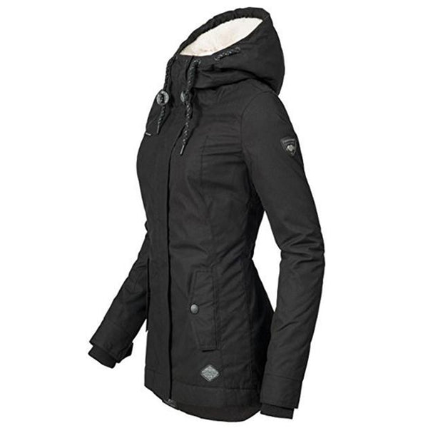 Parkas Women Winter Coat Cotton Outerwear Fashion Elastic Waist Zipper Pocket