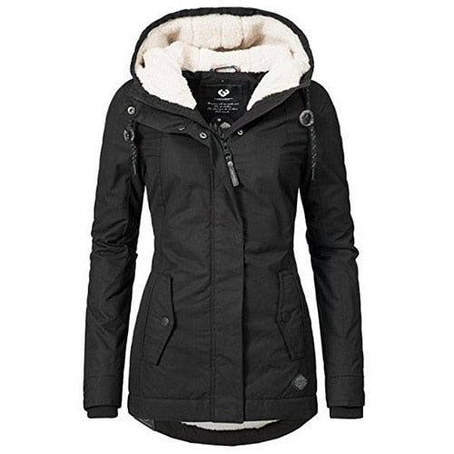 Parkas Women Winter Coat Cotton Outerwear Fashion Elastic Waist Zipper Pocket