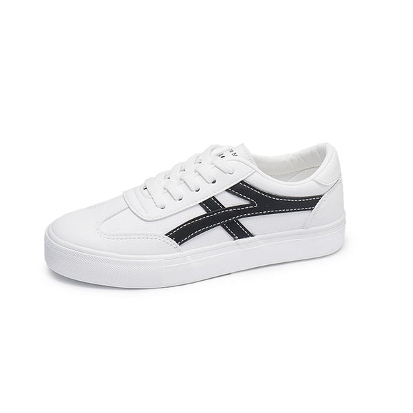 HOT Women  Fashion Breathble Vulcanized Shoes Women Lace up Casual Shoes White