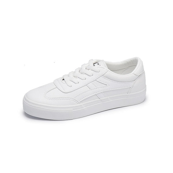 HOT Women  Fashion Breathble Vulcanized Shoes Women Lace up Casual Shoes White