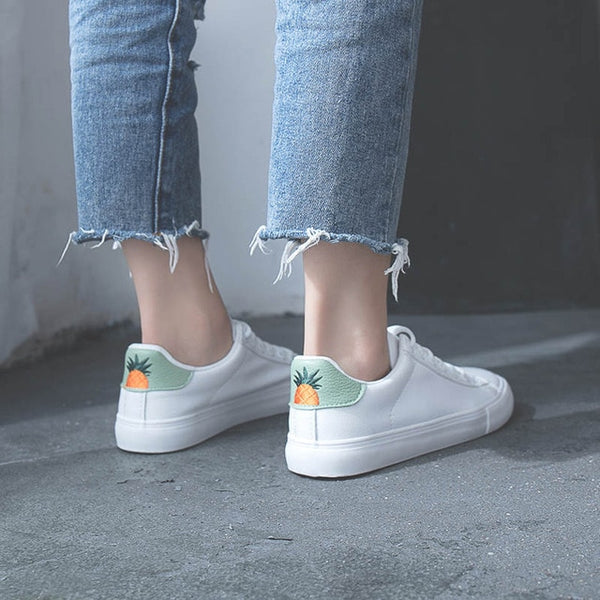 HOT Women  Fashion Breathble Vulcanized Shoes Women Lace up Casual Shoes White