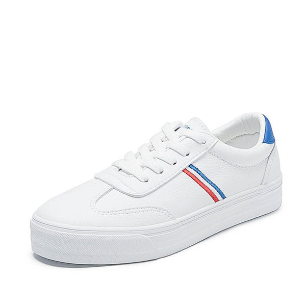 HOT Women  Fashion Breathble Vulcanized Shoes Women Lace up Casual Shoes White