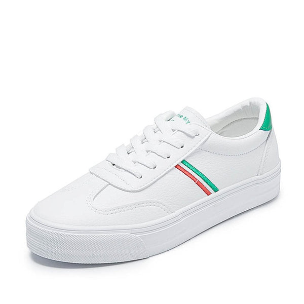 HOT Women  Fashion Breathble Vulcanized Shoes Women Lace up Casual Shoes White