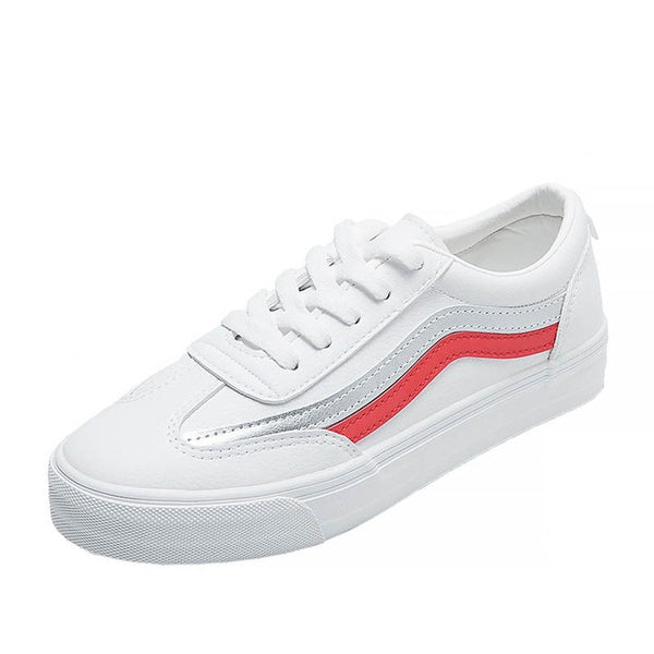 HOT Women  Fashion Breathble Vulcanized Shoes Women Lace up Casual Shoes White