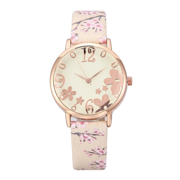 Girl Luxury Watch Women New Fashion Embossed Flowers