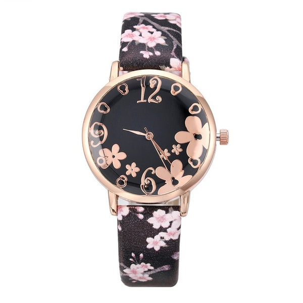 Girl Luxury Watch Women New Fashion Embossed Flowers