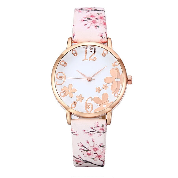 Girl Luxury Watch Women New Fashion Embossed Flowers