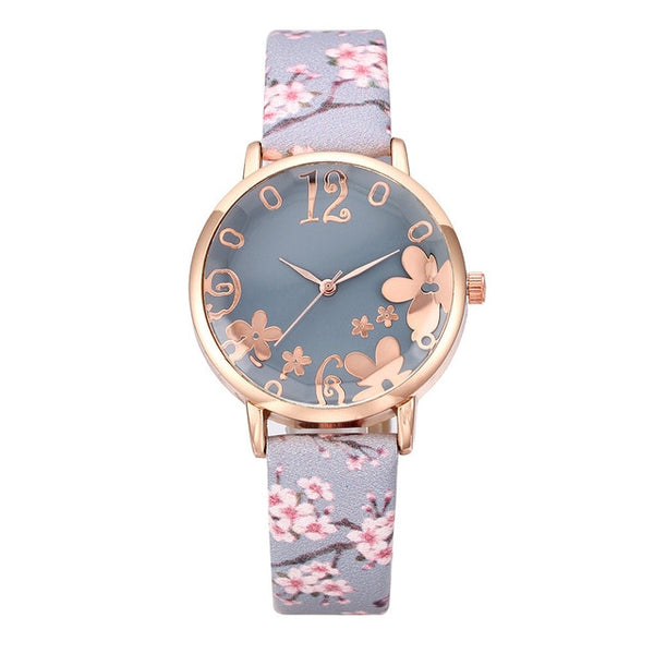 Girl Luxury Watch Women New Fashion Embossed Flowers