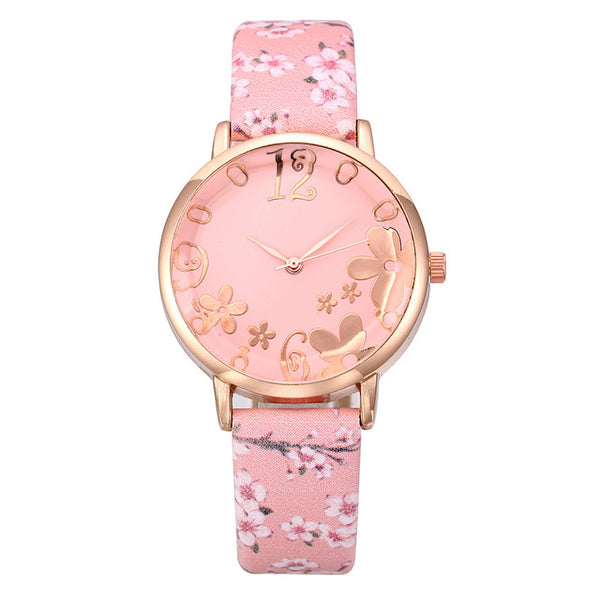 Girl Luxury Watch Women New Fashion Embossed Flowers