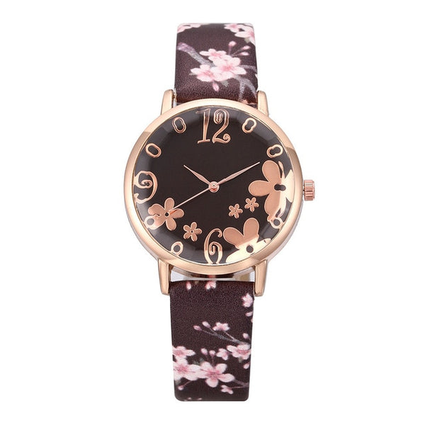 Girl Luxury Watch Women New Fashion Embossed Flowers