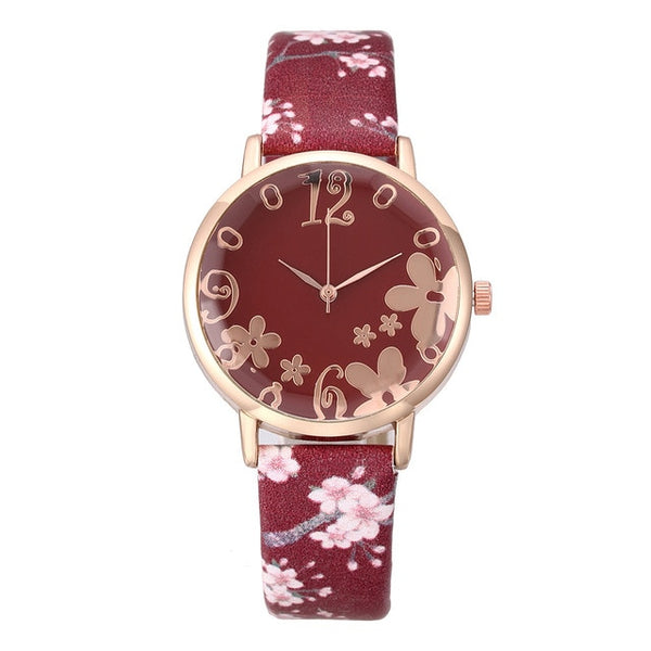 Girl Luxury Watch Women New Fashion Embossed Flowers
