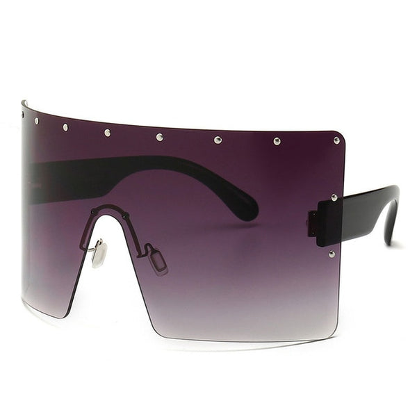 Trend Oversized Sunglasses Women Men Rivet Sun Glasses One-piece Windproof