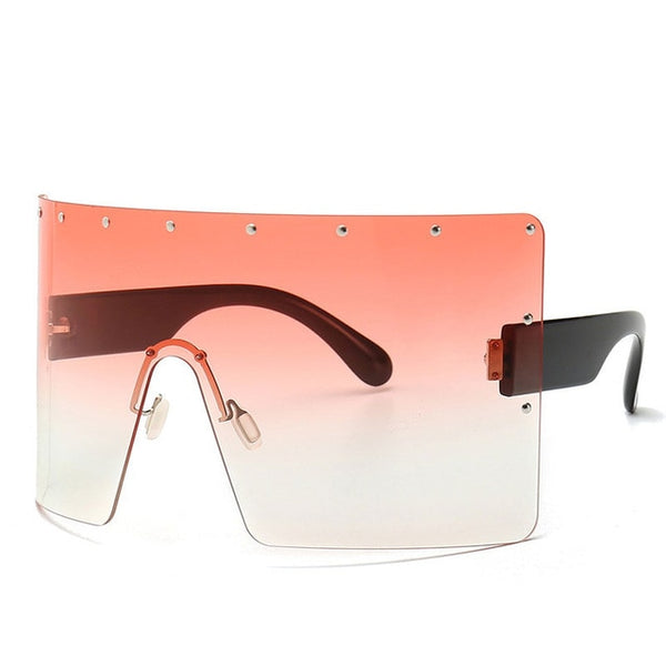 Trend Oversized Sunglasses Women Men Rivet Sun Glasses One-piece Windproof