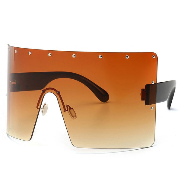 Trend Oversized Sunglasses Women Men Rivet Sun Glasses One-piece Windproof
