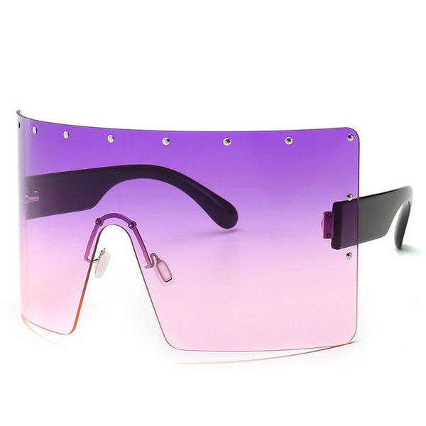 Trend Oversized Sunglasses Women Men Rivet Sun Glasses One-piece Windproof
