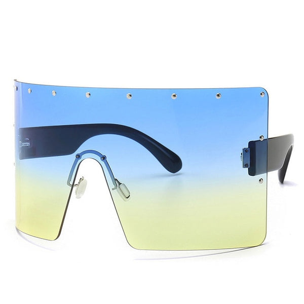 Trend Oversized Sunglasses Women Men Rivet Sun Glasses One-piece Windproof