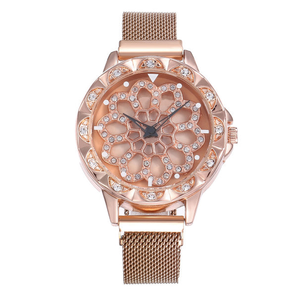 Luxury Rose Gold Watch Women Special Design 360 Degrees Rotation