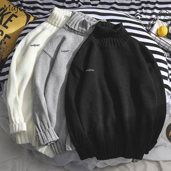 Sweaters Men Turtleneck Simple
