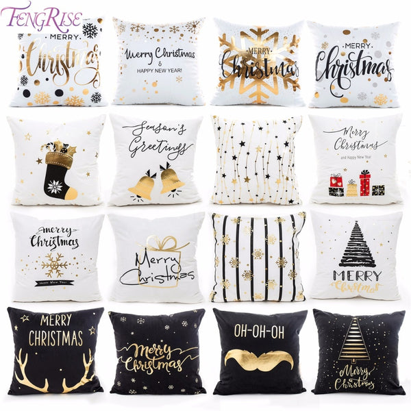 FENGRISE 45x45cm Cotton Linen Merry Christmas Cover