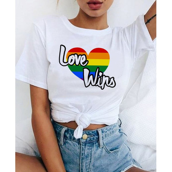 Love Wins Women & Men Rainbow Top T-Shirt Tee Kawaii