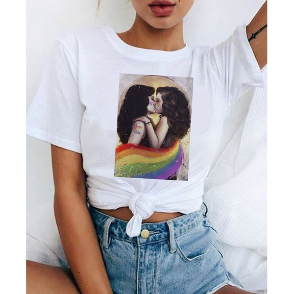 Love Wins Women & Men Rainbow Top T-Shirt Tee Kawaii