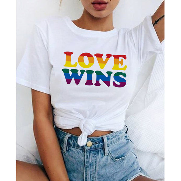 Love Wins Women & Men Rainbow Top T-Shirt Tee Kawaii