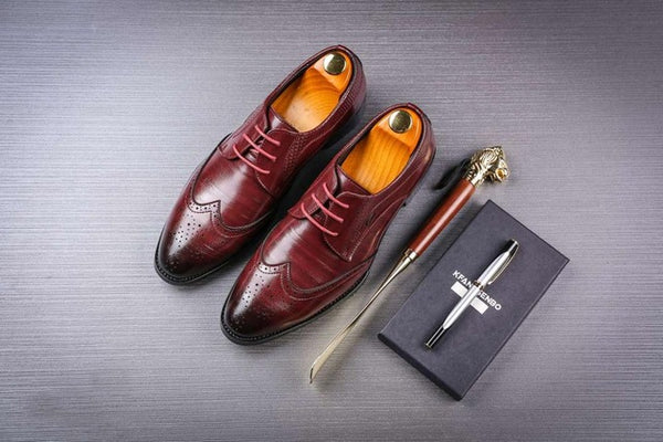 New Men's Brogue Perforated Leather Wing-tip Lace Up Oxford Dress Shoes