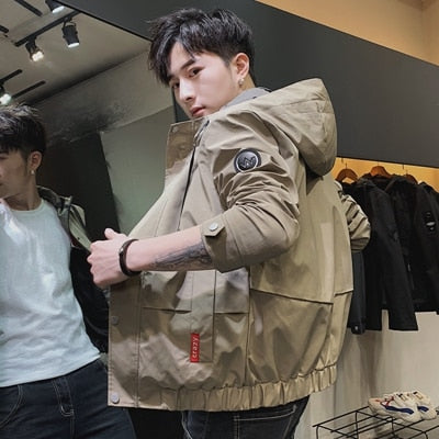 Casaco Masculino Solid Bomber Jacket Men Autumn Spring Military