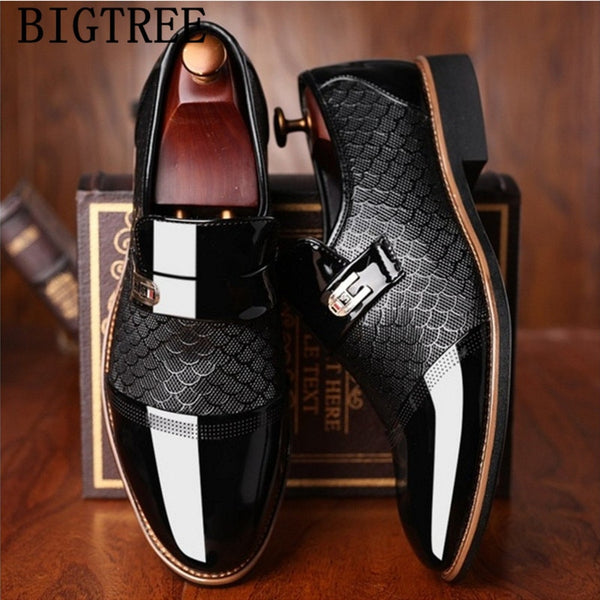 Italian black formal shoes men loafers wedding dress shoes men patent leather oxford shoes for men