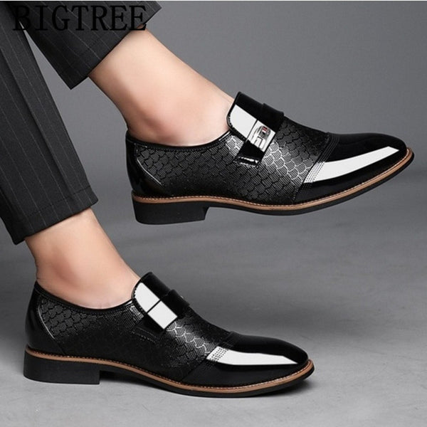 Italian black formal shoes men loafers wedding dress shoes men patent leather oxford shoes for men