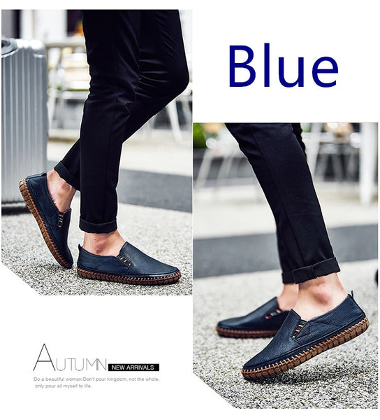JINTOHO Leather Shoes Slip On Black Shoes Real Leather Loafers
