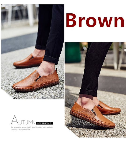 JINTOHO Leather Shoes Slip On Black Shoes Real Leather Loafers
