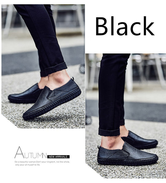 JINTOHO Leather Shoes Slip On Black Shoes Real Leather Loafers