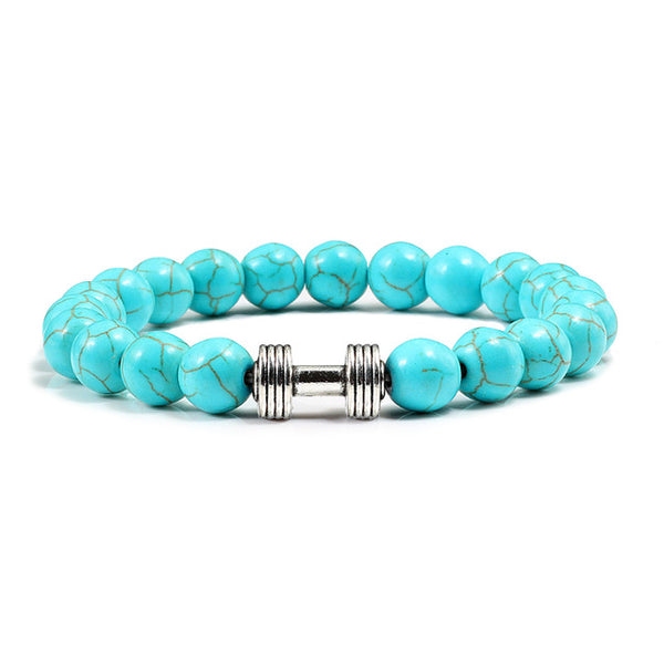 Trendy Jewelry Alloy Gold Barbell Bracelets Red Turquoises Natural Stone