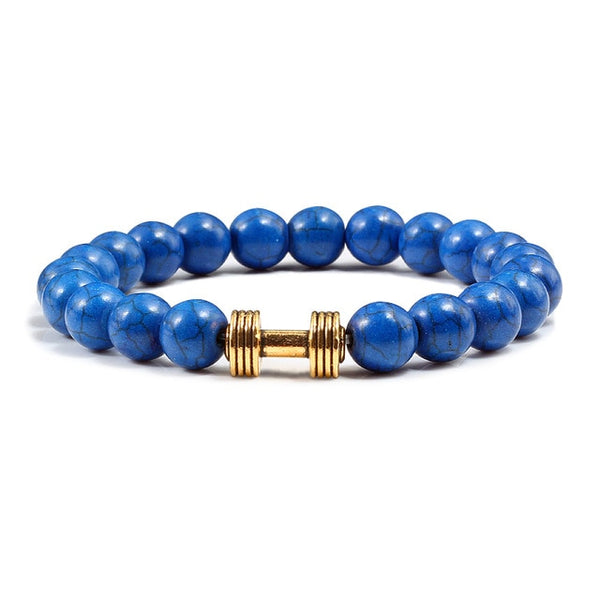 Trendy Jewelry Alloy Gold Barbell Bracelets Red Turquoises Natural Stone