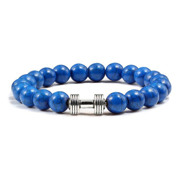 Trendy Jewelry Alloy Gold Barbell Bracelets Red Turquoises Natural Stone