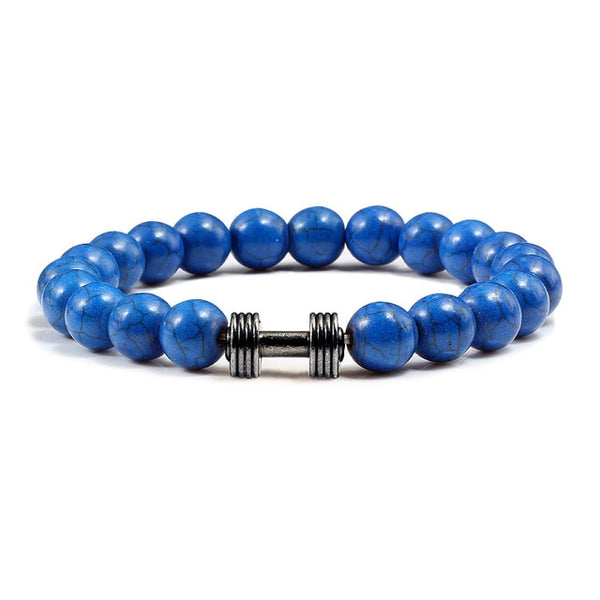 Trendy Jewelry Alloy Gold Barbell Bracelets Red Turquoises Natural Stone