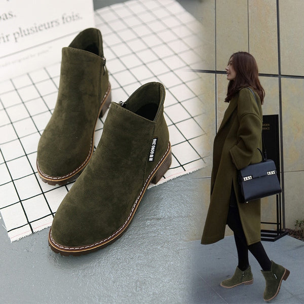 New Classic Women Ankle Boots Winter Female Snow Women Casual shoes Thick Heel Suede Warm Fur Plush